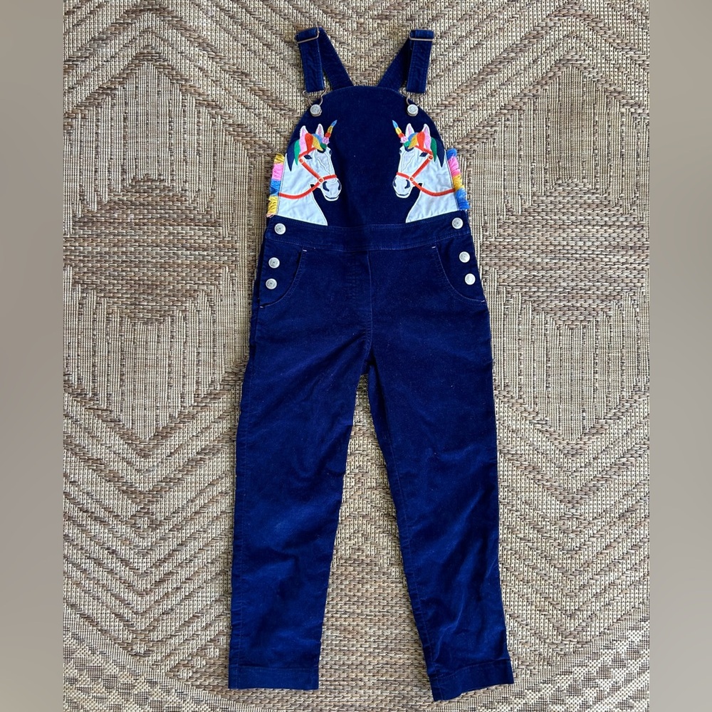 Mini Boden Rainbow Unicorn Velvet Overalls